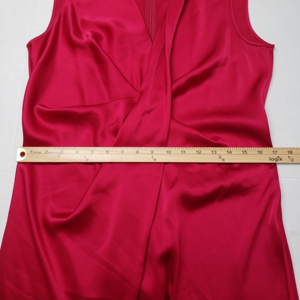 Diane Von Furstenberg Slip Dress Womens 12 Magenta Satin Katrita Sleeveless Wrap - Picture 10 of 17